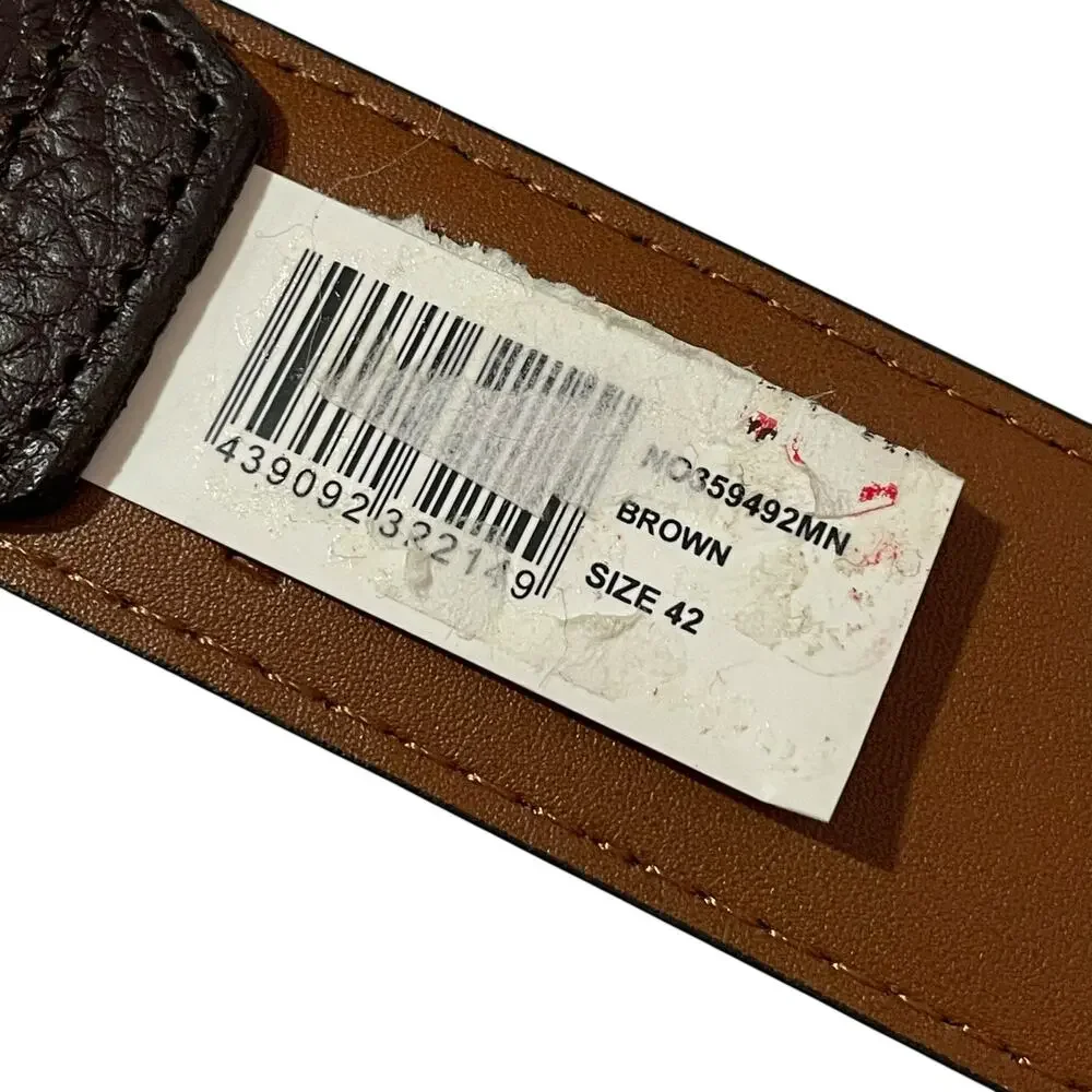 NWT Nordstrom Men's Shop Pebbled Leather Dress Belt - Brown - 42